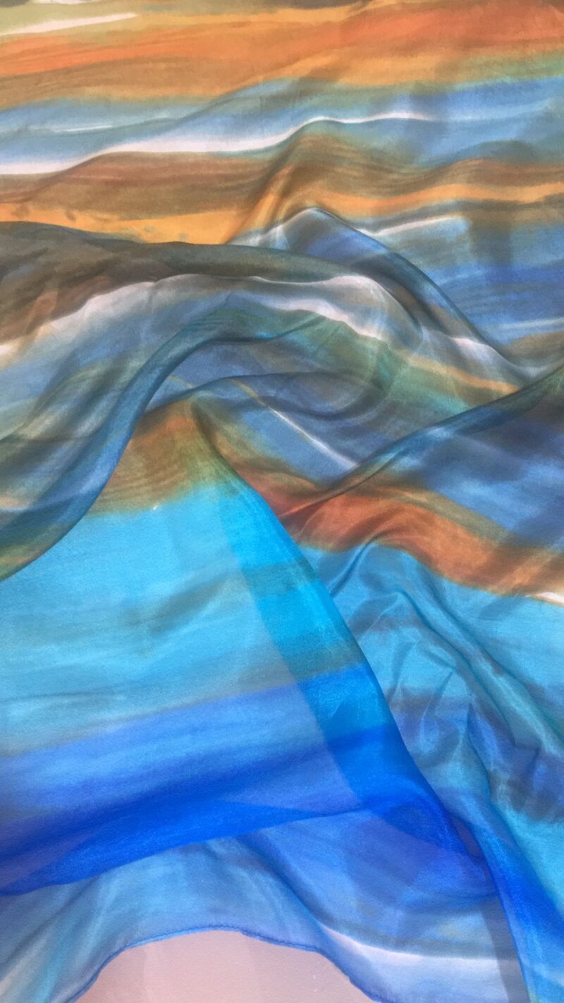 Lenço Listras Azuis e marrom 70cm - Imagem 4